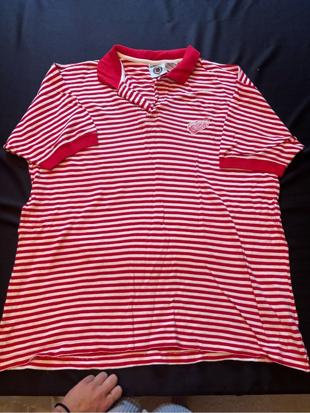 Vintage Proedge Red & White Striped Kids Polo Shirt with Team Patch
